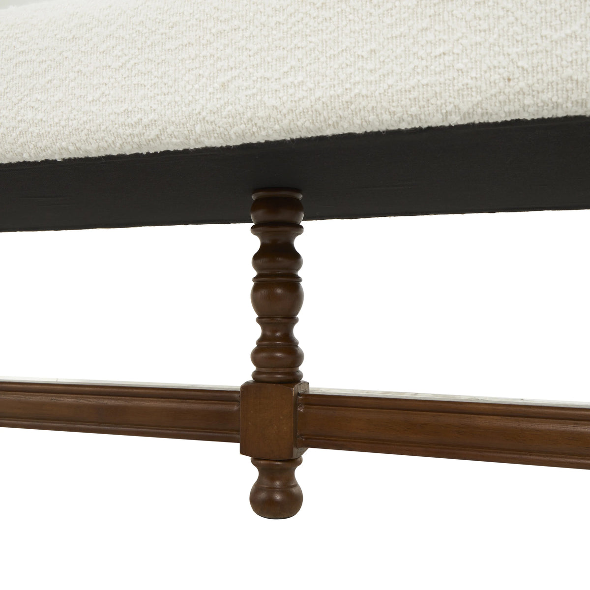 Fabric Bench with Brown Traditional Wood Turned Legs T66857