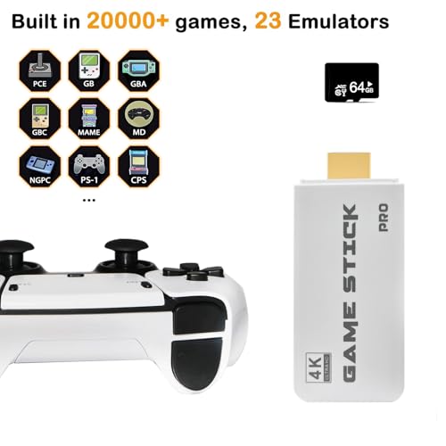 Wireless Retro Gaming Console Built-in 20000+ Classic Games, 4K HDMI, Dual 2.4G Wireless Controllers I691