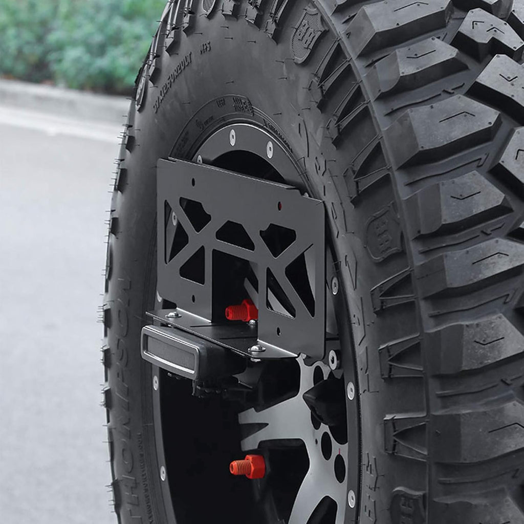 Rear Spare Tire Mount License Plate Relocation Bracket with 3rd Brake Light Mounting Bracket Kit for Jeep Wrangler JL 2018 2019 2020 2021 2022 Pack of 2 S7739