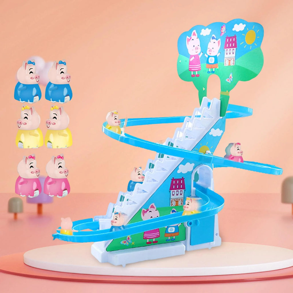 6 s Electric Climbing Stair Toy with LED Flashing Lights Children's Roller Coaster Toy Set U6411