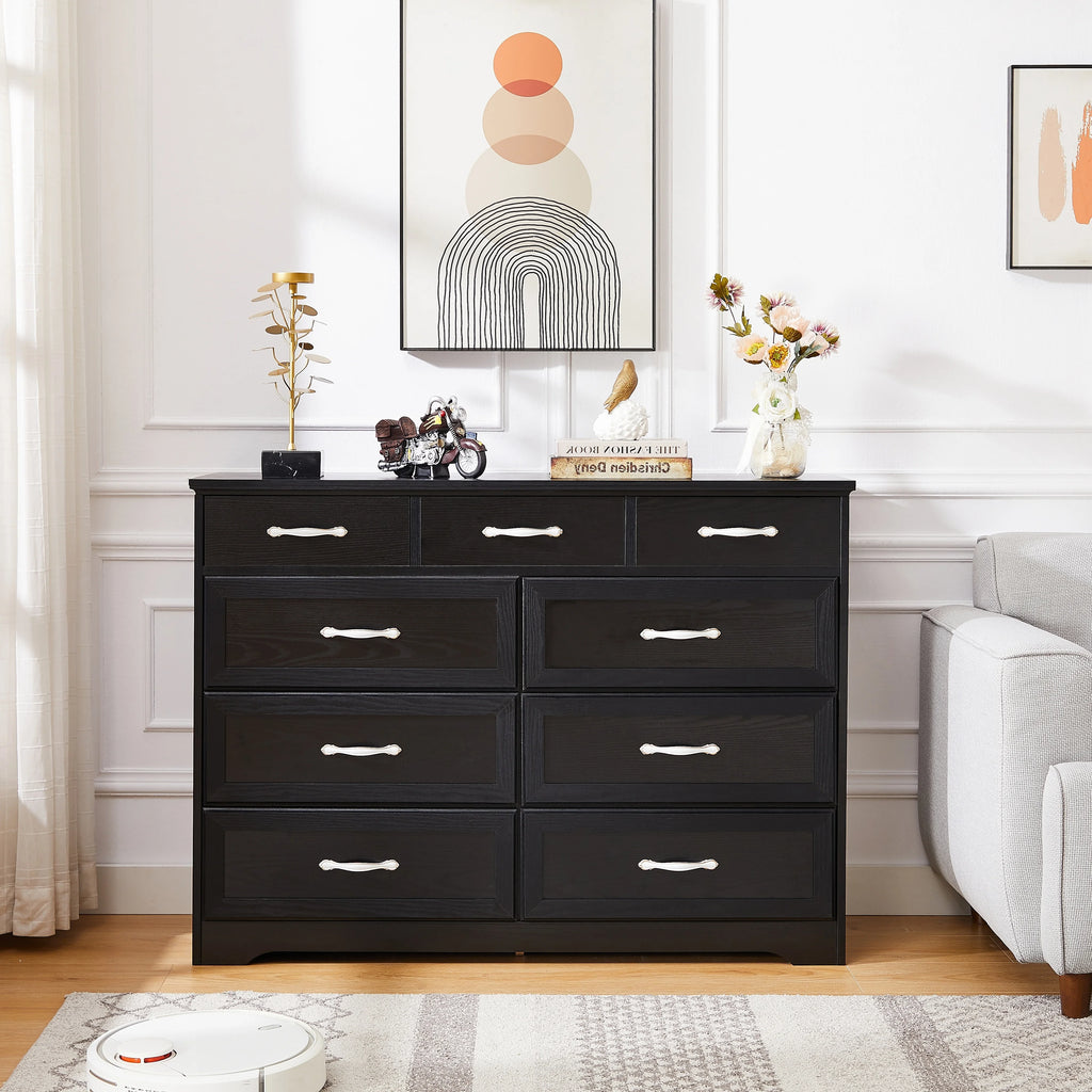 Black 9 Drawer Wood Dresser B617840