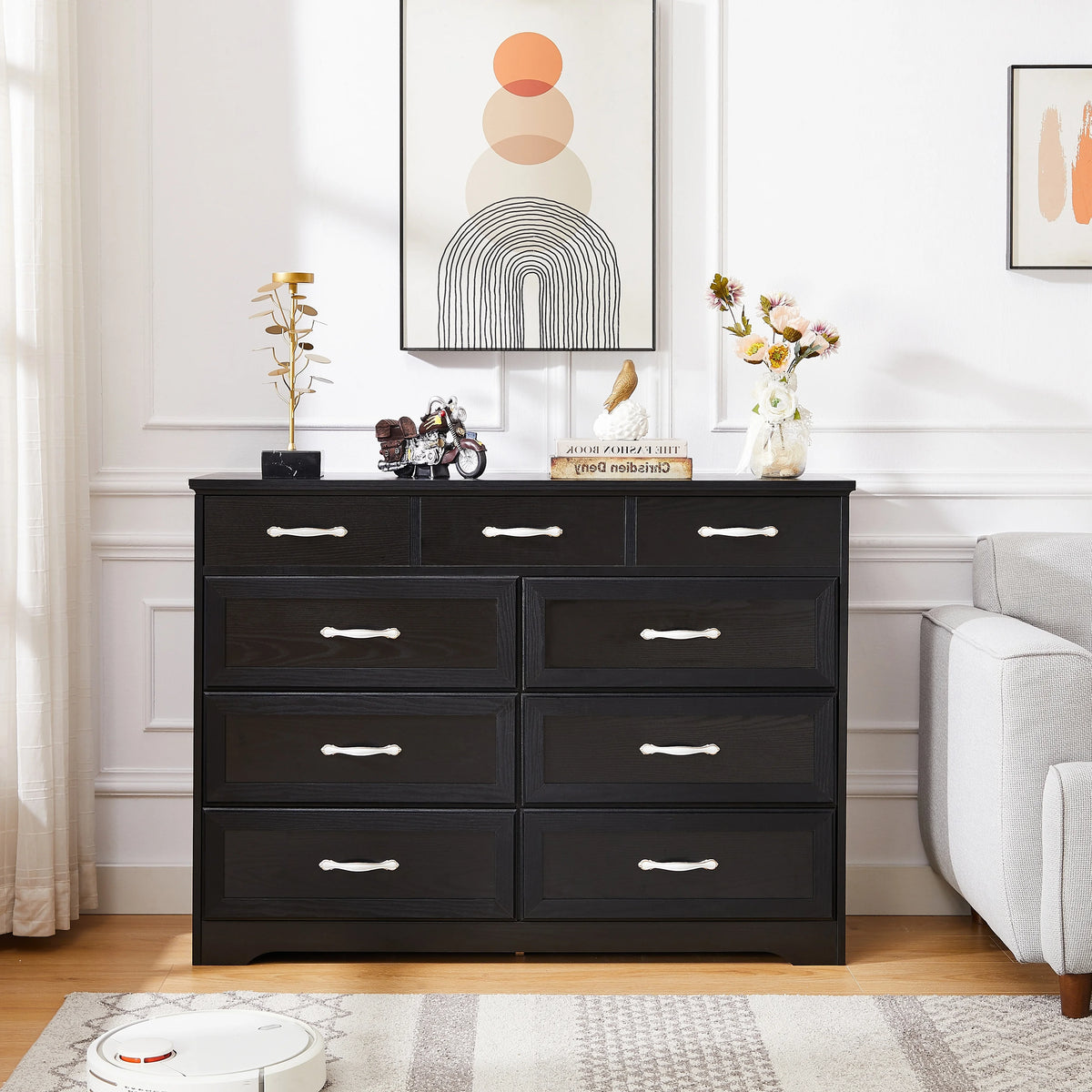 Black 9 Drawer Wood Dresser B617840