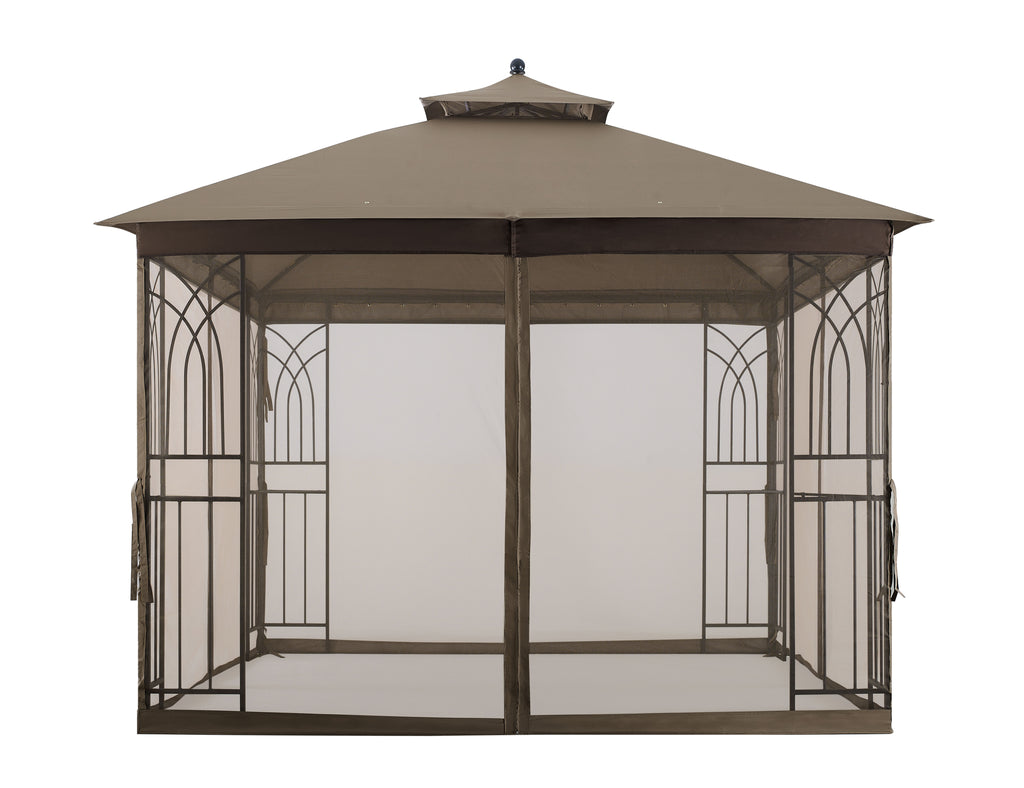 10' x 10' Gazebo with Mosquito Net and Corner Shelves U4555