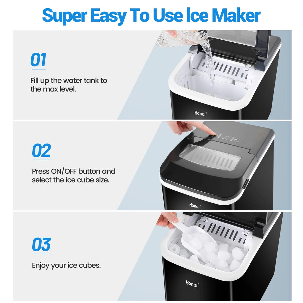 Black Portable Compact Countertop Ice Maker R44375