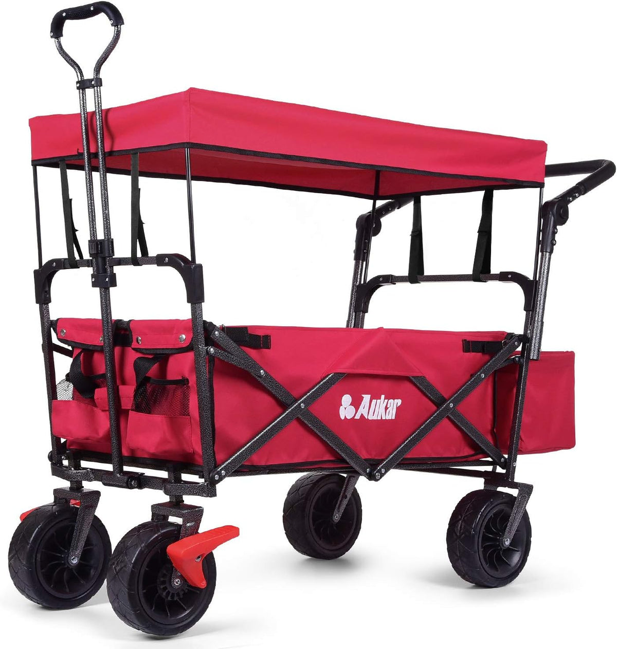 Collapsible Folding Wagon Utility Garden Cart with 7 All-Terrain Wheels O562