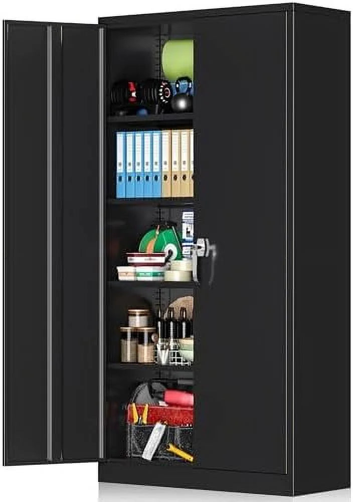 Black Steel Locking Tool Cabinet with Doors and Shelves Q461225