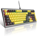 104 Keys Wired Mechanical Gaming Keyboard with Rainbow RGB Backlit Leather Wrist Rest N4596