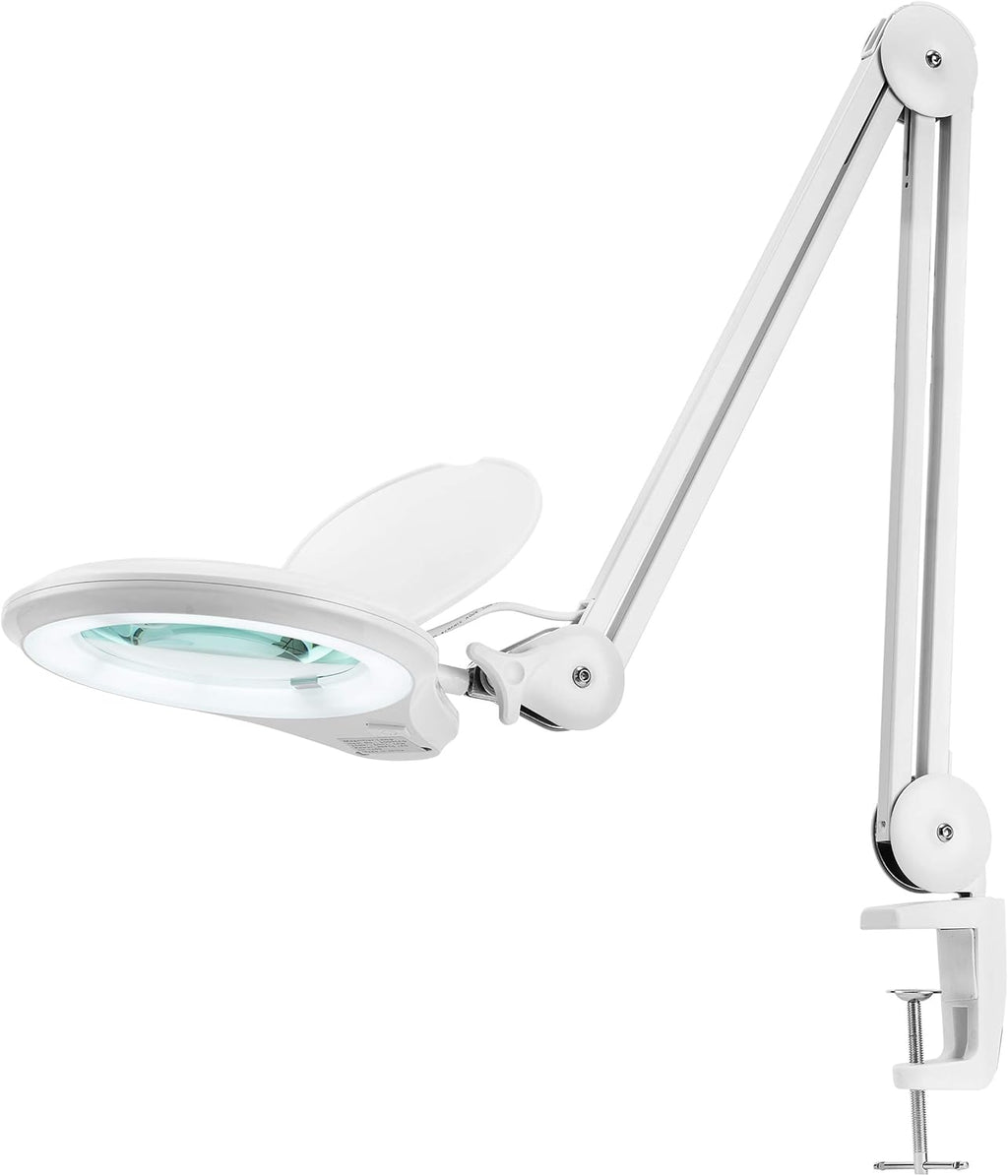 Gray 5 Inches Diameter Lens LED Magnifying Lamp with Clamp F810
