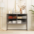 Gray Fluted Glass Sideboard Storage Cabinet Console Table O67401