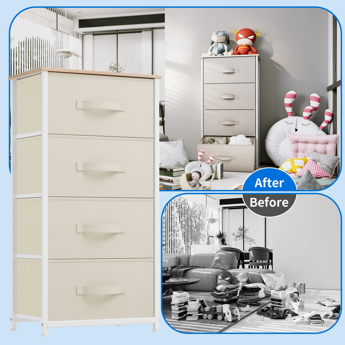 Fabric 4 Drawer Dresser N306