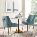 Light Blue Velvet Upholstered Dining Chair Set of 2 M667