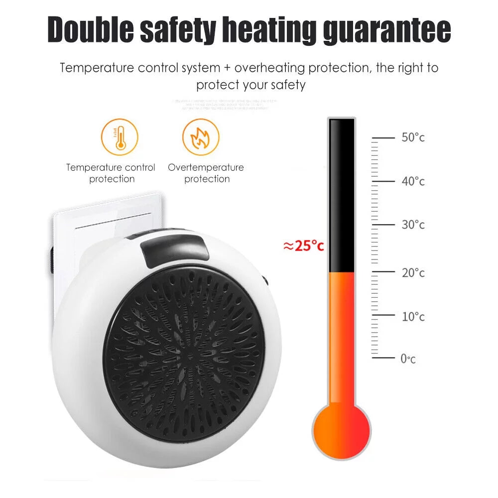 900W Plug in Electric Heater Fan with Remote Timer Q36380