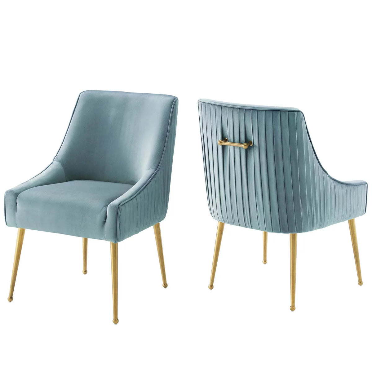 Light Blue Velvet Upholstered Dining Chair Set of 2 M667