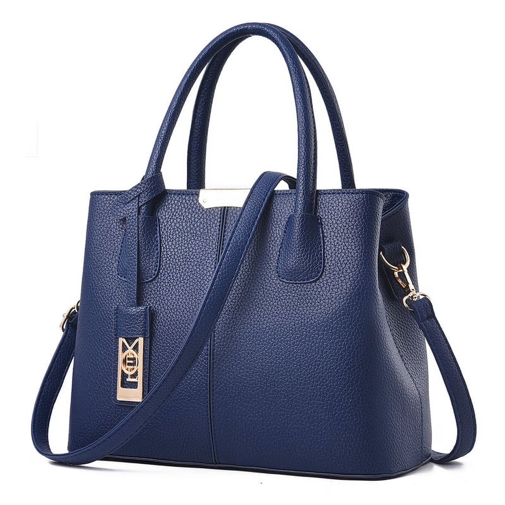 Blue Leather Tote Bag with Shoulder W654485