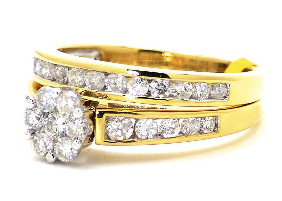 14K White Gold Real Diamond Square Cluster Engagement Ring K43870