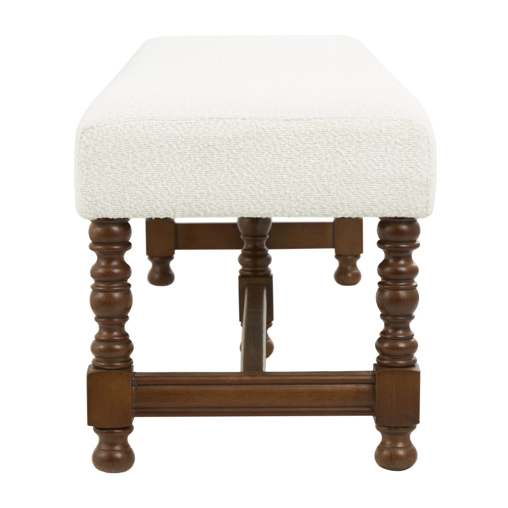 Fabric Bench with Brown Traditional Wood Turned Legs T66857