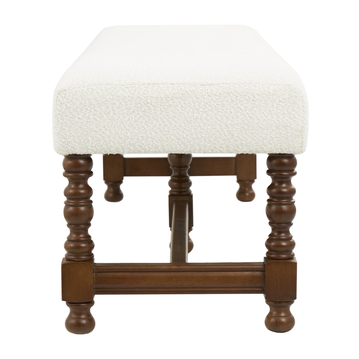 Fabric Bench with Brown Traditional Wood Turned Legs T66857