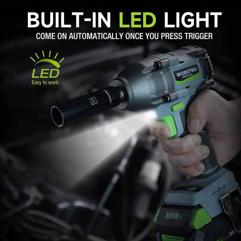 Cordless Impact Wrench 1/2 inch 20V Brushless High Torque 370 Ft-Lbs with Battery B298545