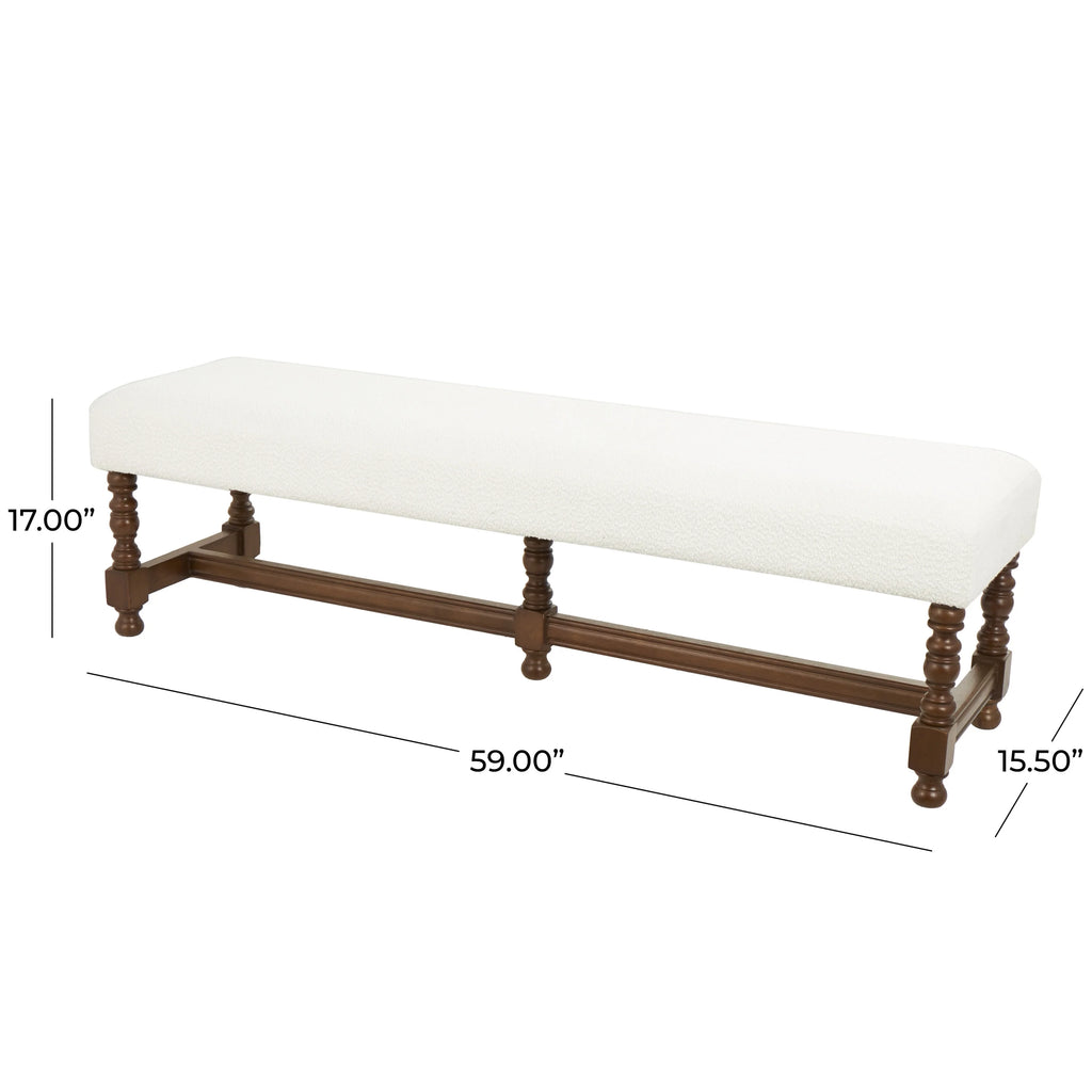 Fabric Bench with Brown Traditional Wood Turned Legs T66857