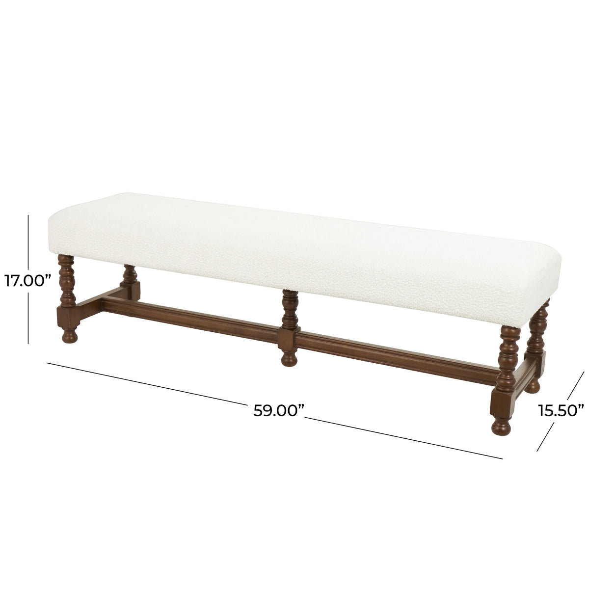 Fabric Bench with Brown Traditional Wood Turned Legs T66857