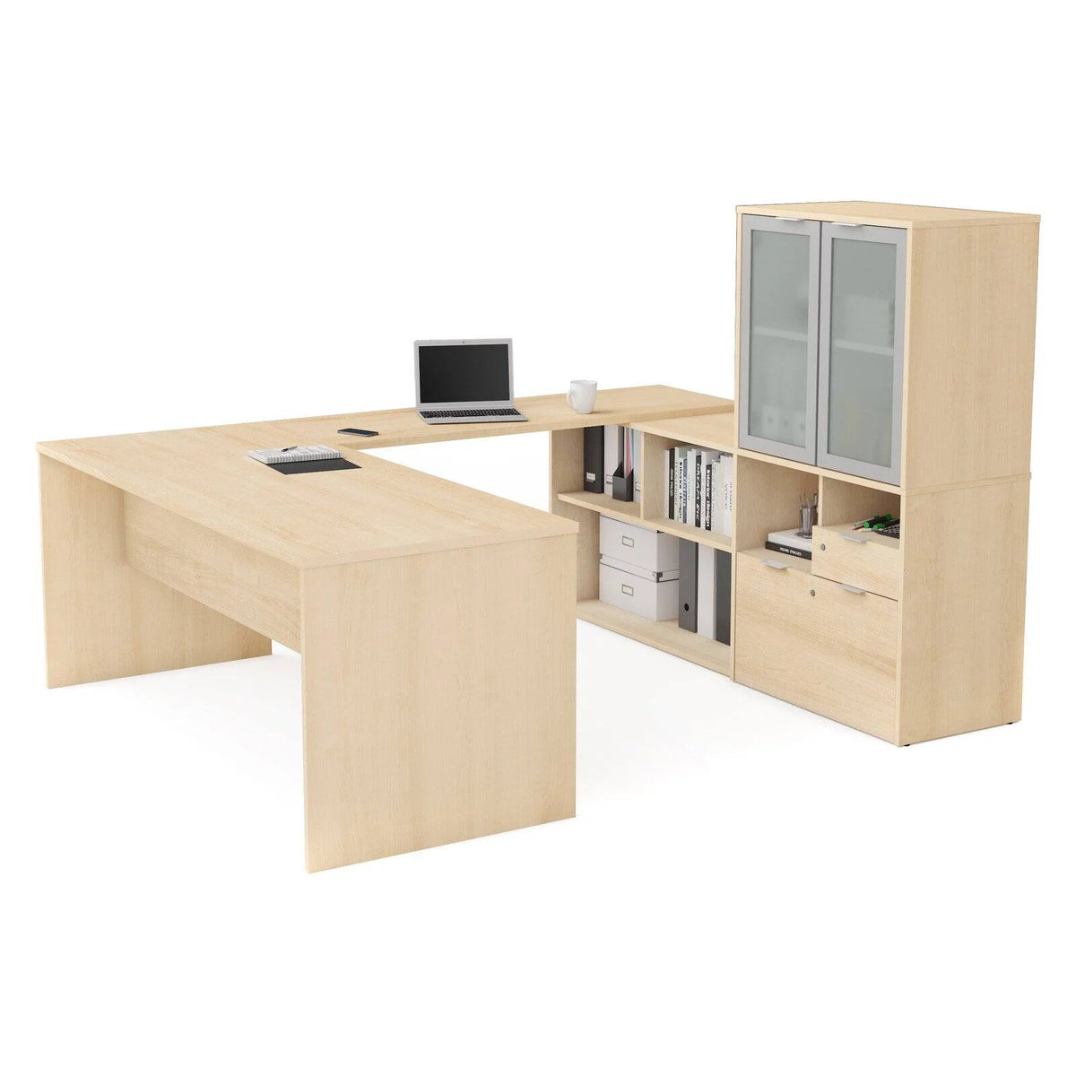 U Shape Computer Desk with Hutch P889