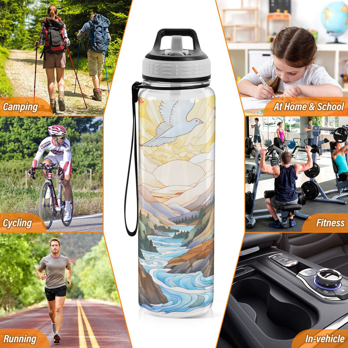 32oz Tritan Leakproof Clear Water Bottle with Straw A620