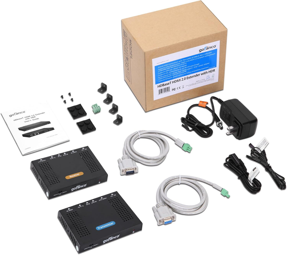HDBaseT HDMI 2.0 Extender 4K 60Hz 4:4:4 HDR Over CAT5e/CAT6 70m/230ft @1080p & 40m/130ft @UHD 4K/60Hz, Dual IR, RS-232, CEC, PoC, 18Gbps Bandwidth, HDCP 2.2 R9201