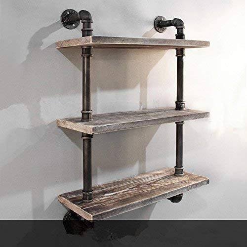Industrial Pipe Bookcase Wall Shelf, Rustic Floating Wood Shelves 24'' M89715