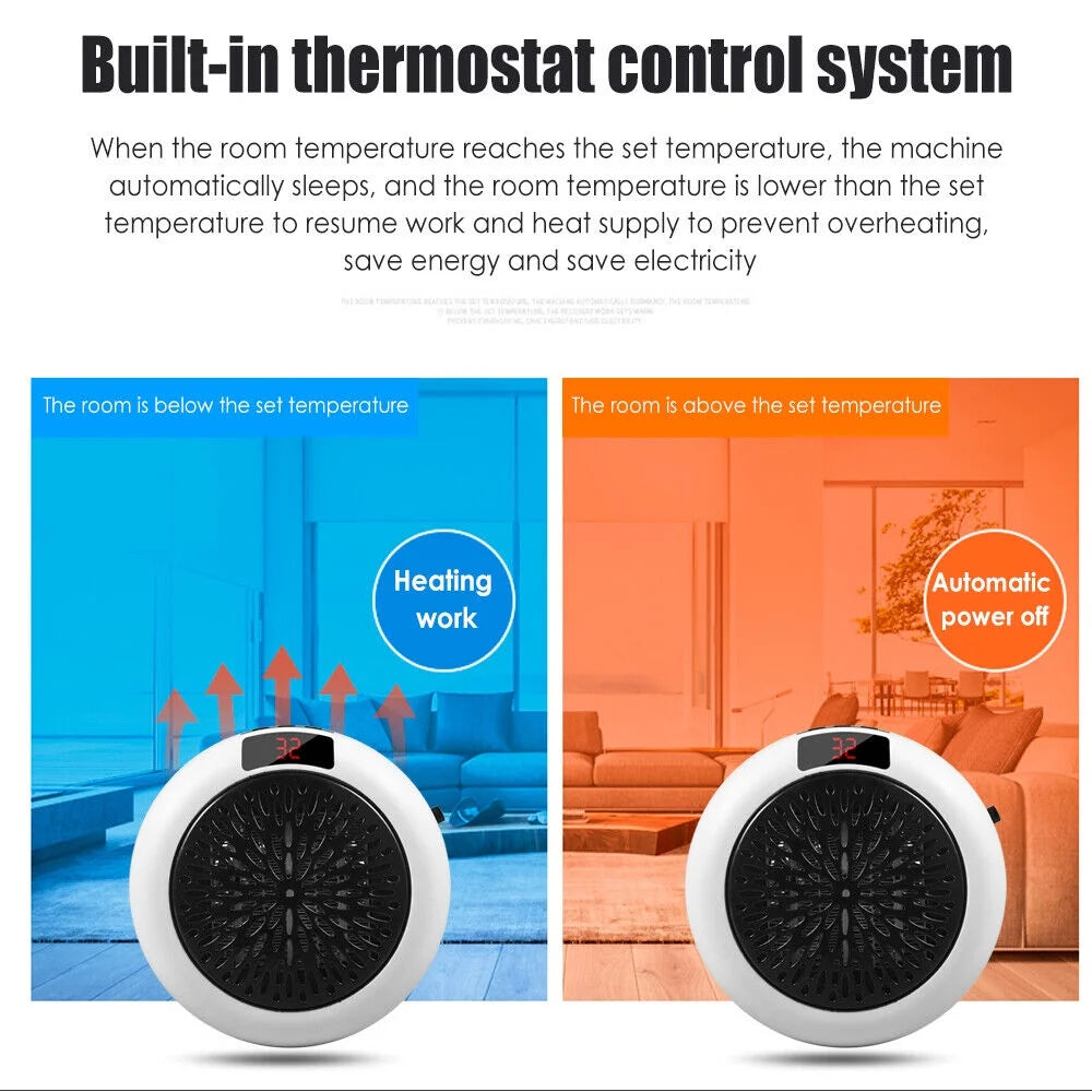 900W Plug in Electric Heater Fan with Remote Timer Q36380