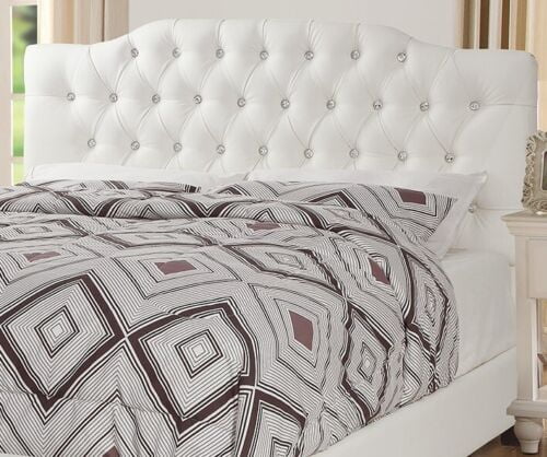 King Size Bed with 2 Nightstands White Faux Leather D2186