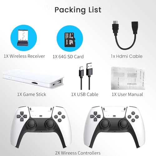 Wireless Retro Gaming Console Built-in 20000+ Classic Games, 4K HDMI, Dual 2.4G Wireless Controllers I691