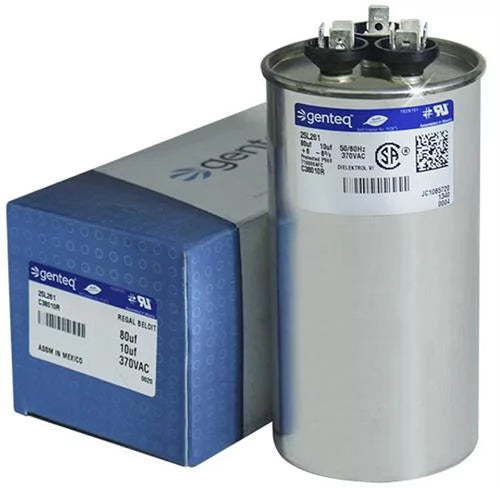 80/10 uF 370 VAC Dual Round Capacitor Y31670