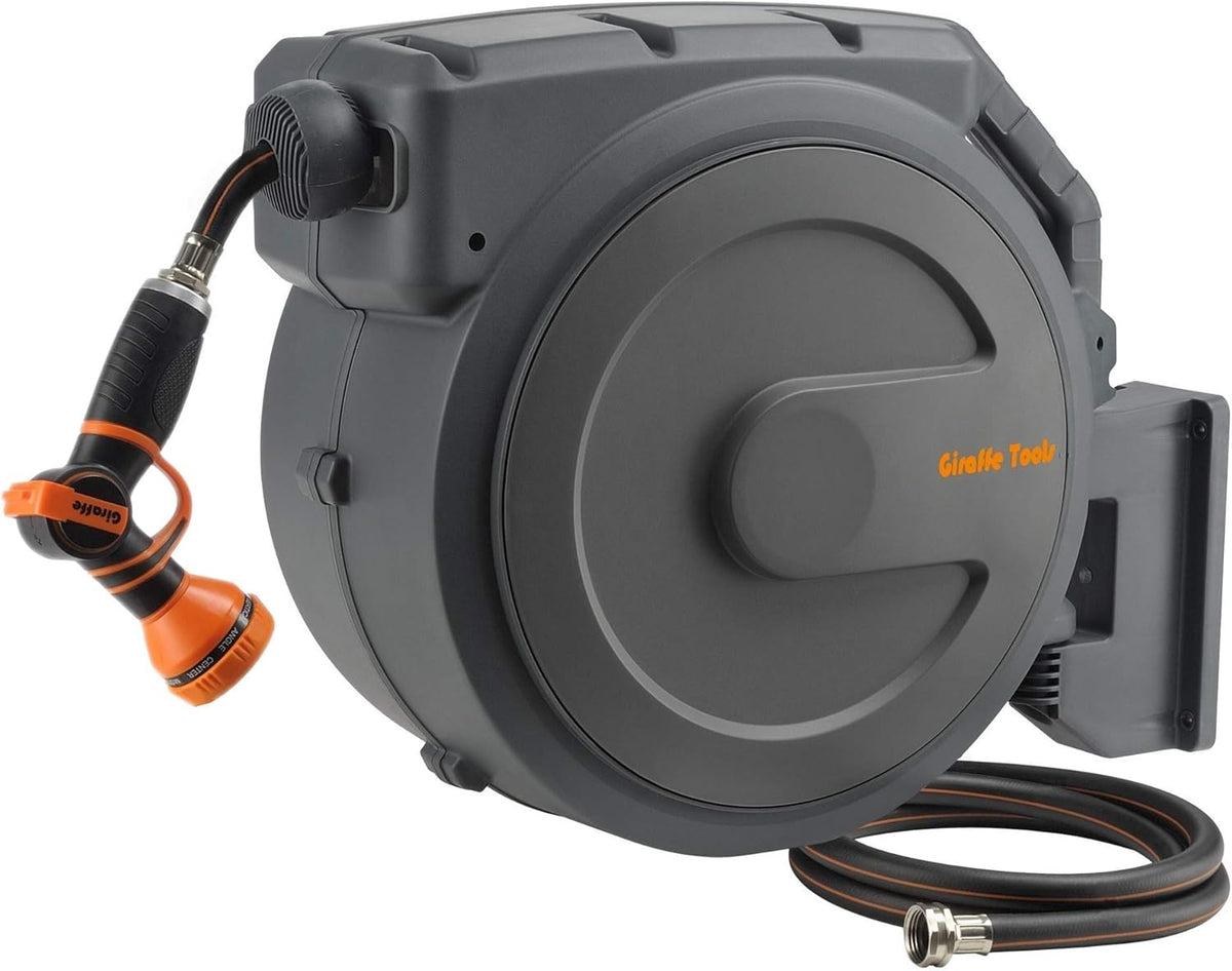 Retractable Garden Hose Reel 1/2 Inch x 130 ft Wall Mounted T188