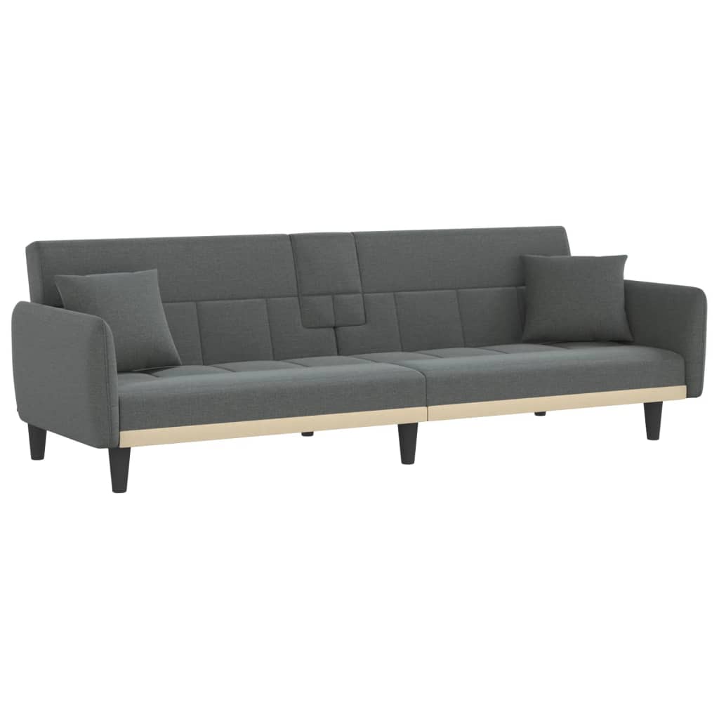 Dark Gray Fabric Sofa Bed with Cup Holders L2095