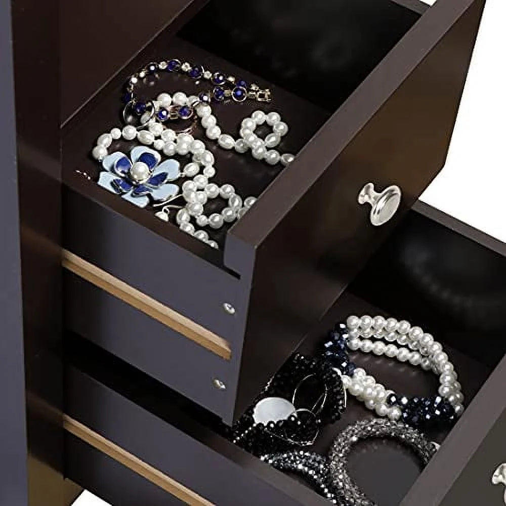 Espresso Narrow Side Table with Drawers and Shelf R681240