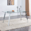 Rectangle Glass Dining Table with Metal Base U503972