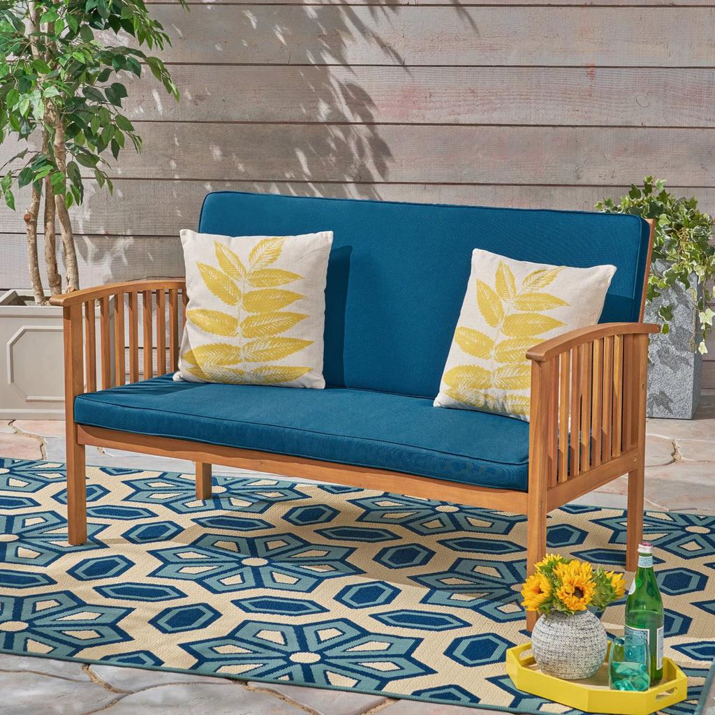 Acacia Wood Loveseat with Cushion P268