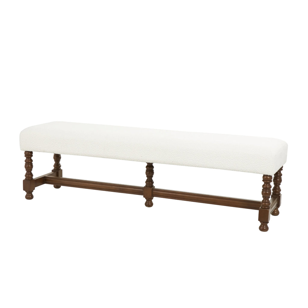 Fabric Bench with Brown Traditional Wood Turned Legs T66857