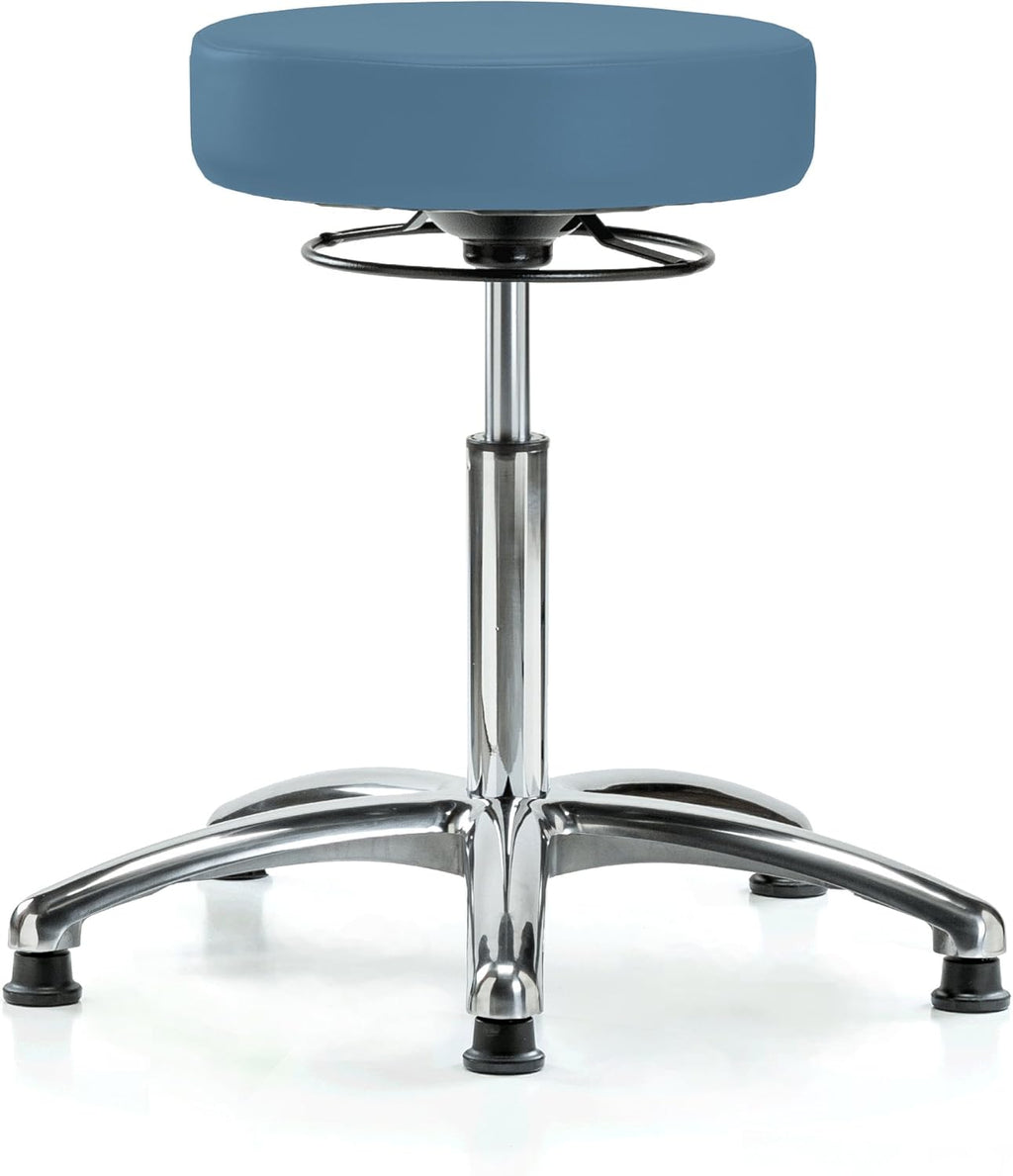 Chrome 360 Degree Adjustable Swivel Stool Imperial Blue Vinyl I38929