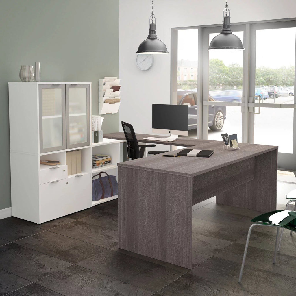 U Shape Computer Desk with Hutch P889