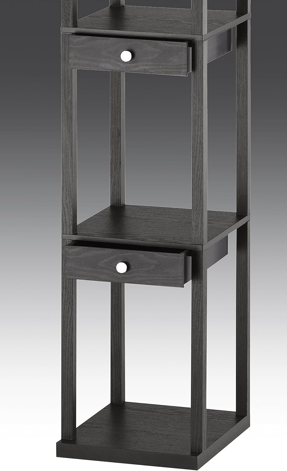 Three Drawer Shelf Lamp, 72 in, 150W Incandescent/ 150W CFL, Black PVC Veneer on MDF, 1 Floor Lamp S730574