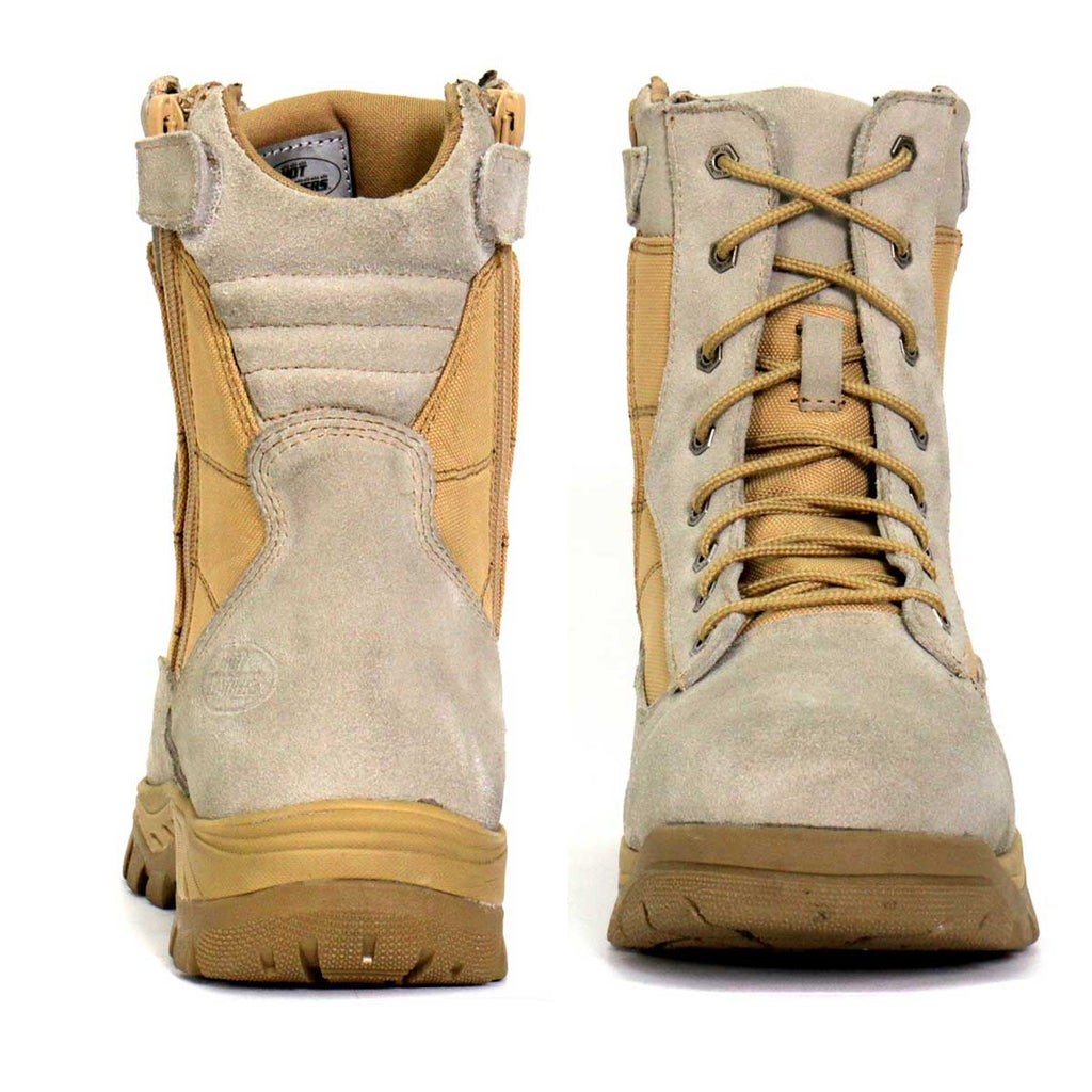 Tan Leather Lace Up Boots with Zippers O33857