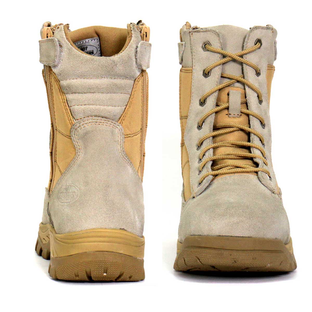 Tan Leather Lace Up Boots with Zippers O33857