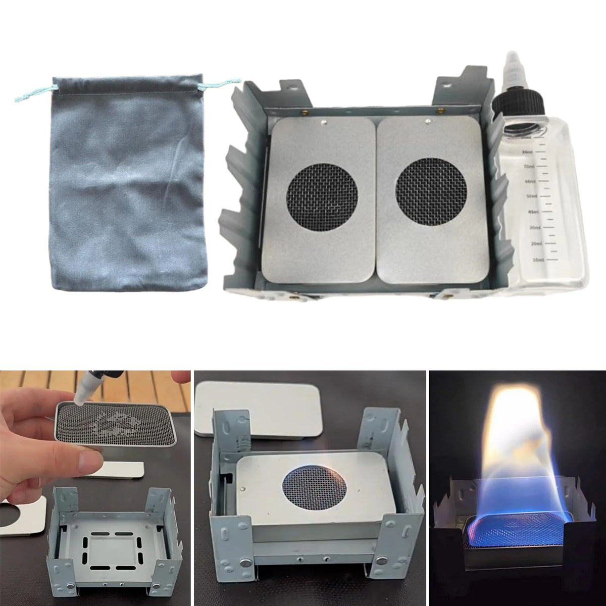 Liquid Fuel Camping Stove Set with Folded Stand Grill D89928