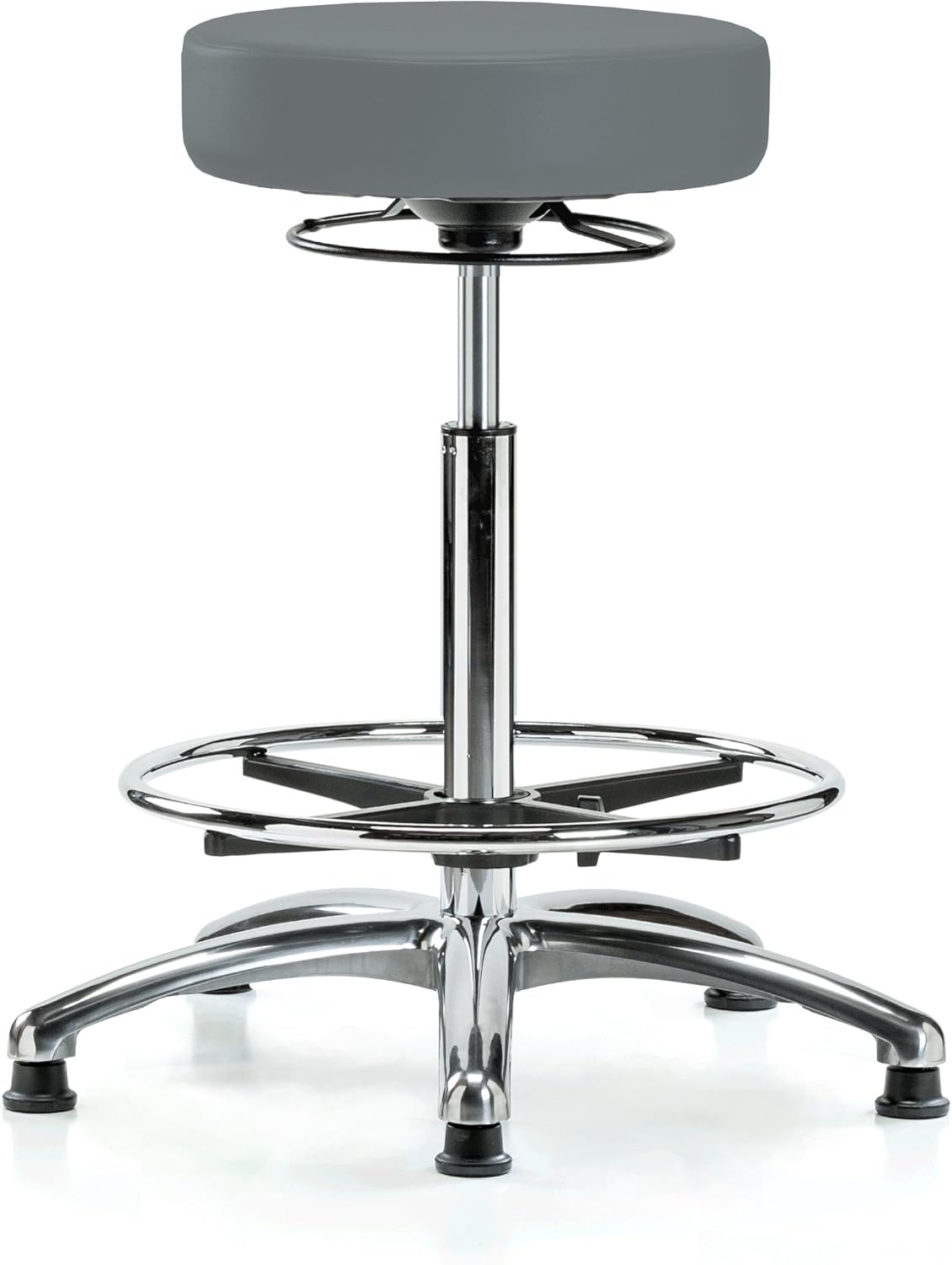 Chrome 360 Degree Adjustable Swivel Stool Imperial Blue Vinyl I38929