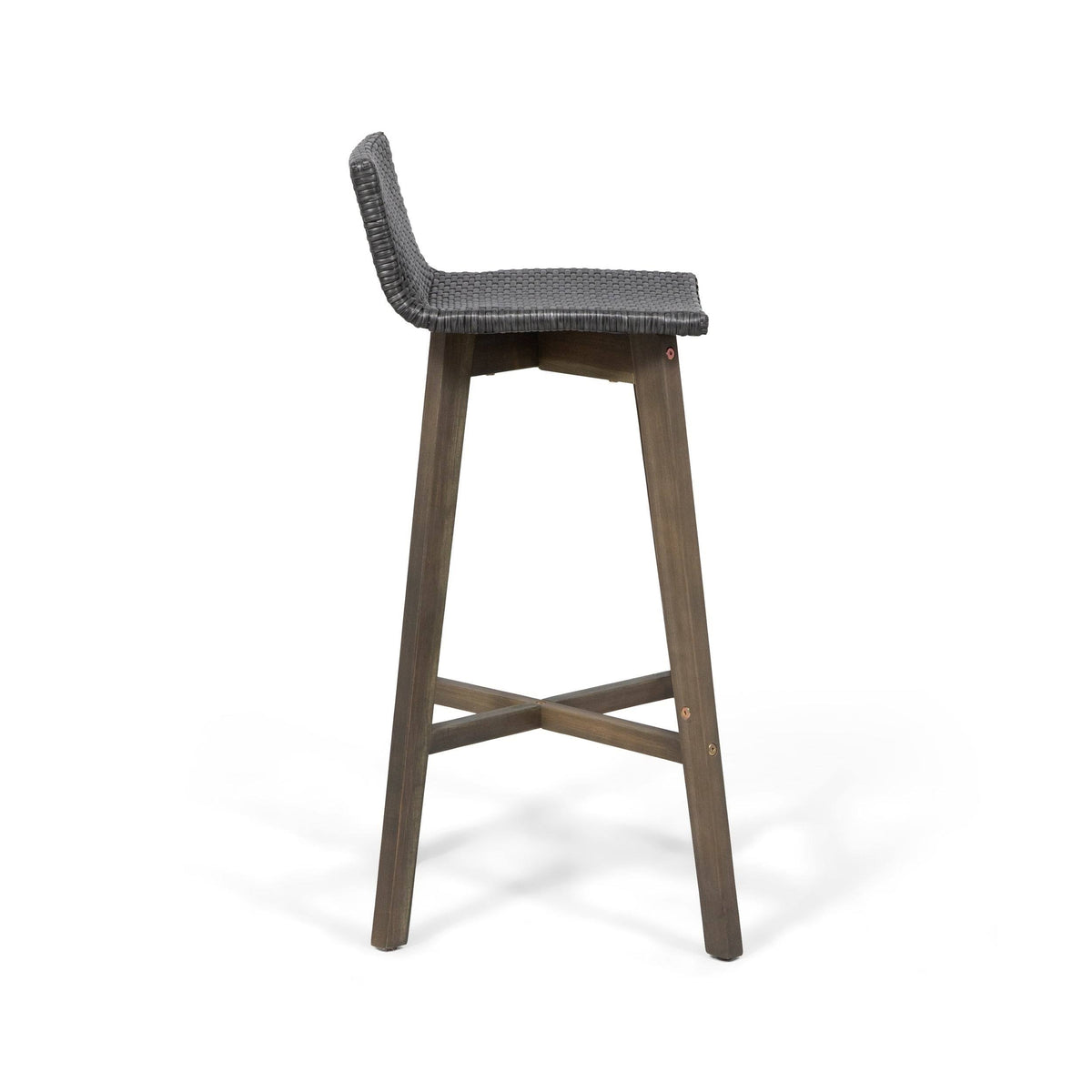4pk Acacia Wood Wicker Patio Barstools Brown Y335459