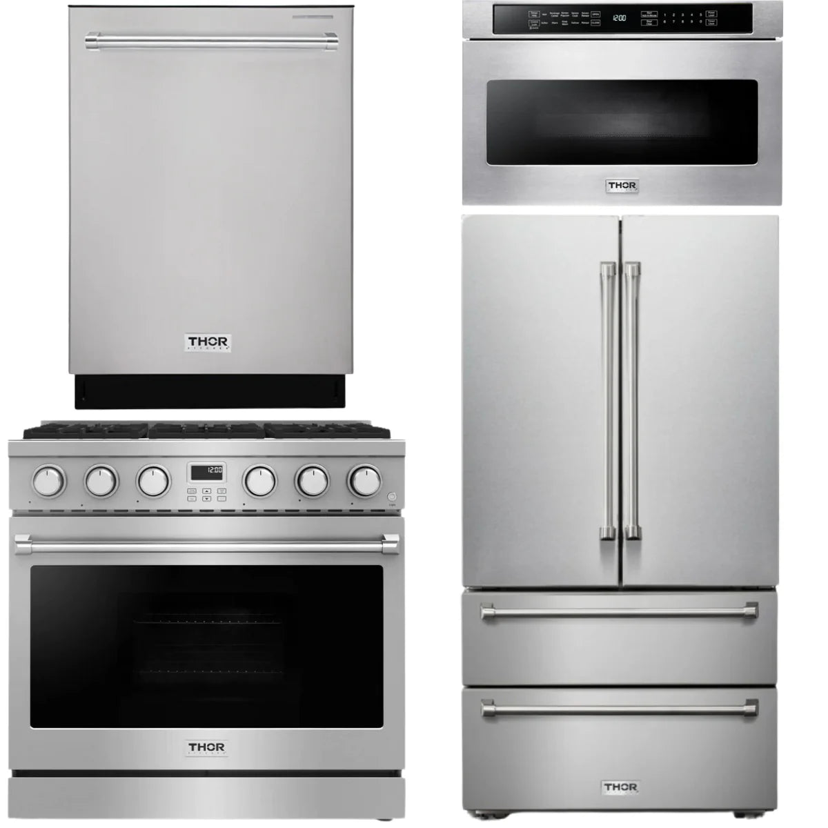 36 Gas Range, Refrigerator, Dishwasher and Microwave J6469