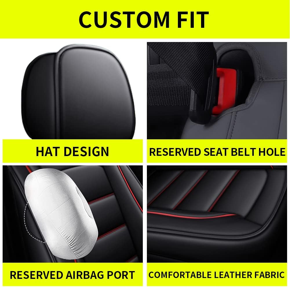 Faux Leather Waterproof Car Seat Covers 5 Seats Set with Airbag Compatible F11142