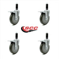 5x22 Gray Polyurethane Caster with Expanding Stem, Set of 4 B197