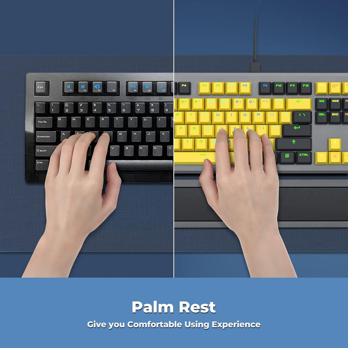 104 Keys Wired Mechanical Gaming Keyboard with Rainbow RGB Backlit Leather Wrist Rest N4596